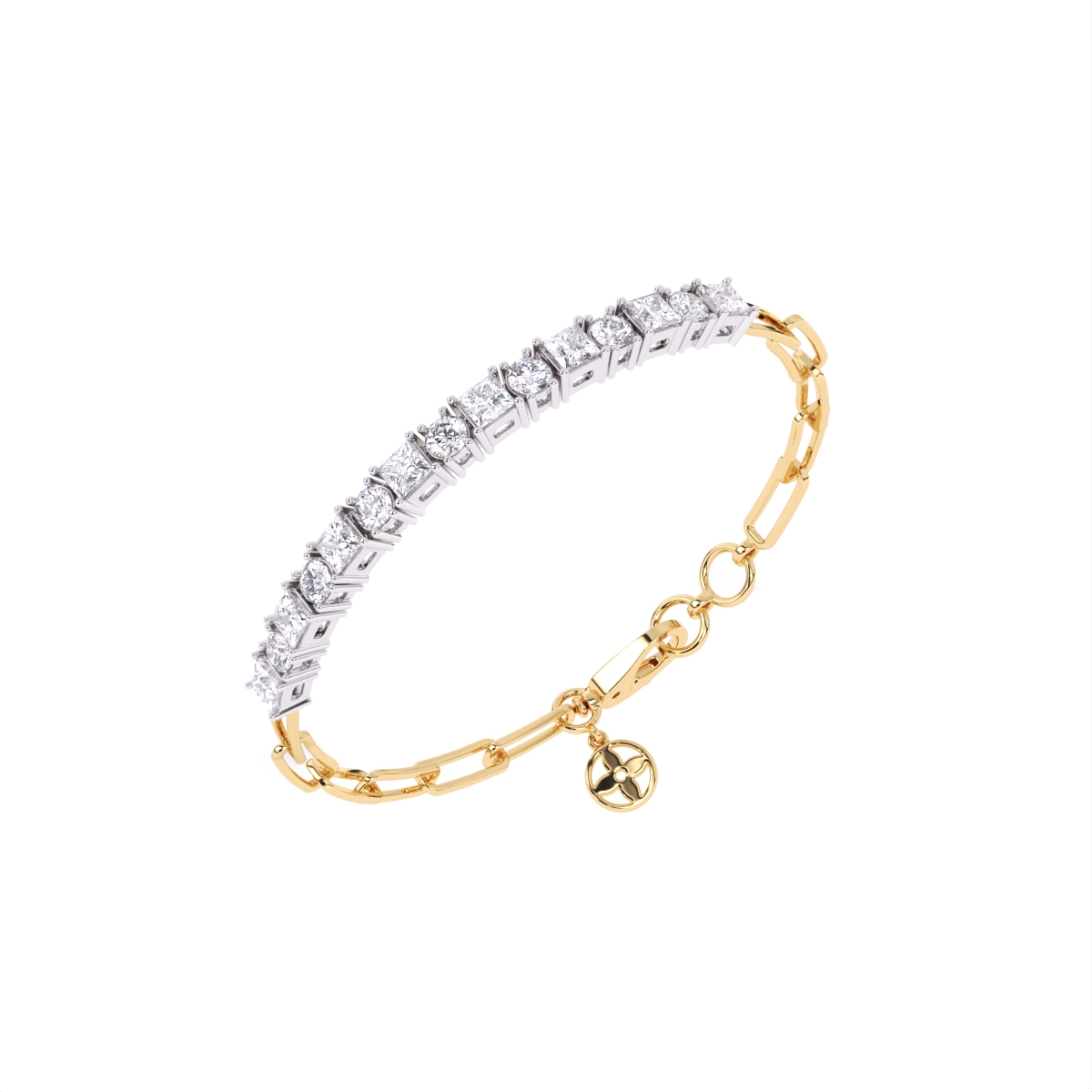 Princess & Round Cut Diamond Bracelet